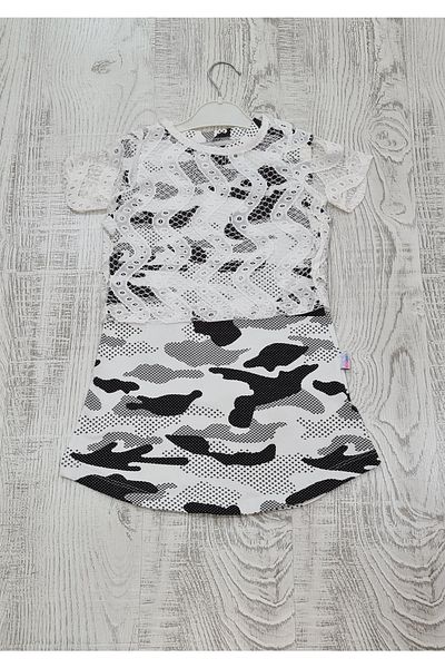 Esterella Girl's Tunic/ Mesh Crop Tunic/ Camouflage Double Tunic Set