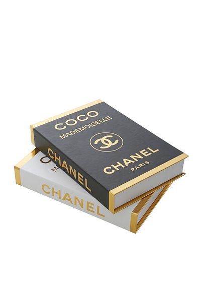 irayhomedecor Cutie decorativă pentru cărți din aur alb-negru Coco din 2 bucăți