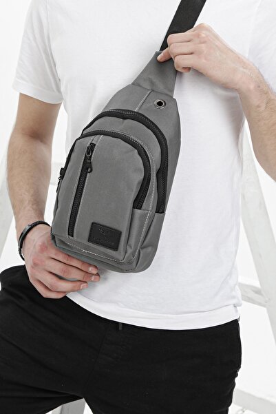 HighClass Su Geçirmez Çapraz Askılı Body Bag Göğüs Omuz Çantası Gri