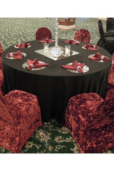 MAB Round Black Soft Velvet Tablecloth (340 Cm)