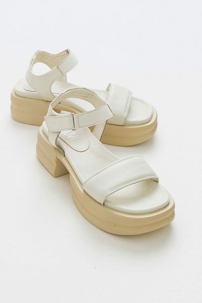 Luvi Swan Cream Damen-Ledersandalen