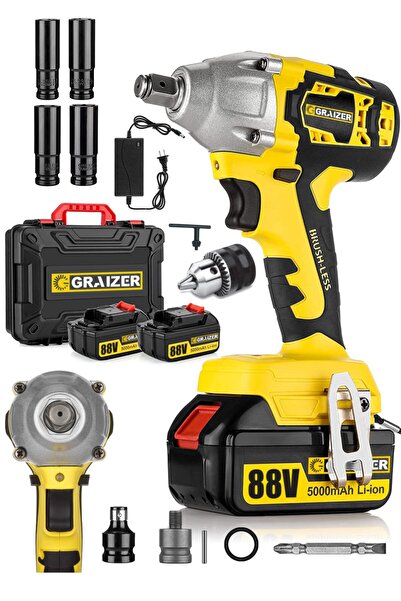Graizer Alman 21 V Akülü Somun Bijon Sökme Takma Sikma Matkap Kömürsüz Akülü Vidalama Madren Dahil Set