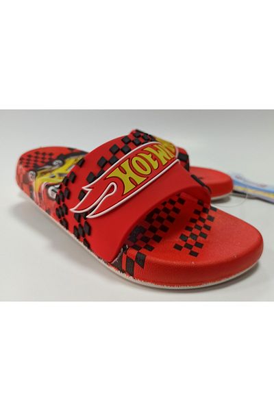 GEZER Hot Wheels με άδεια κόκκινη ανατομική σόλα, αντιολισθητική πλαστική πισίνα, παντόφλες για το σπίτι και το δρόμο