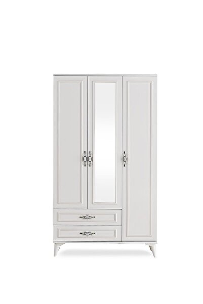 evimedairherşey 3 Kapılı 2 Çekmeceli Gardrop Elbise Dolabı 120x48x195cm