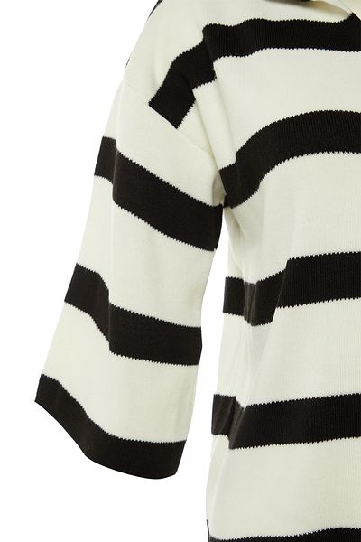Trendyol Collection Schwarz gestreifter Strickpullover mit Polokragen – TWOAW23BZ00001
