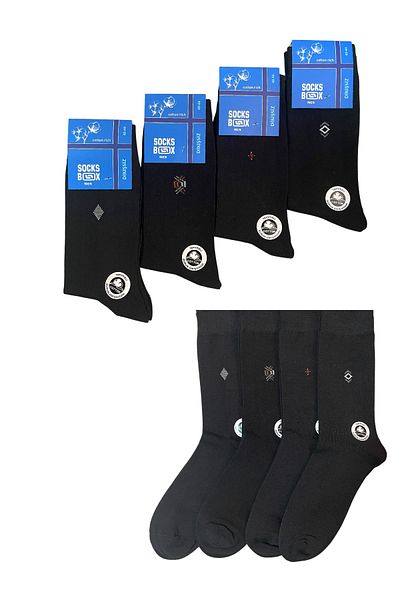 socksbox 4 ζευγάρια ανδρικές μαλακές μαύρες κάλτσες 4 εποχών χωρίς ραφές