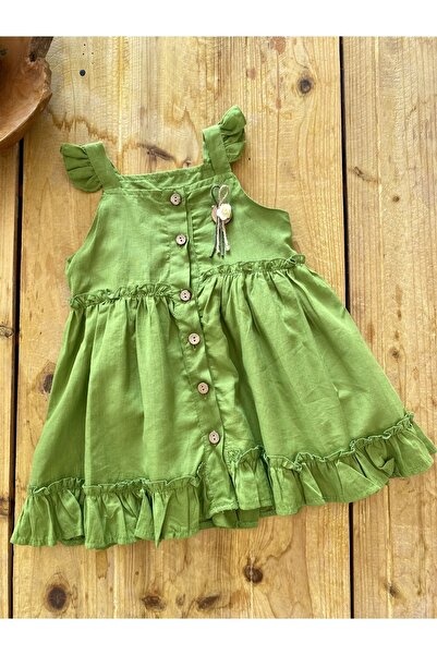 Carino فستان بناتي أخضر بحمالات