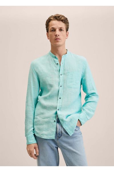 MANGO Man Πουκάμισο λινό - Slim Fit, Prevailing Collar