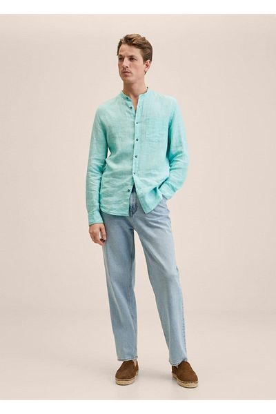 MANGO Man Πουκάμισο λινό - Slim Fit, Prevailing Collar