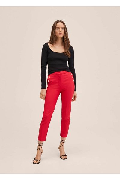 MANGO Woman Short-Legged Buttoned Trousers