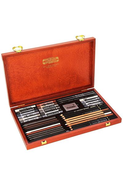 Koh-i Noor Gioconda Art Set Wooden Box Charcoal Sketch Drawing Painting Set