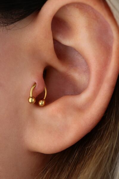 Vilma Aksesuar Cerrahi Çelik Tragus Piercing Gold Renk (6mm)