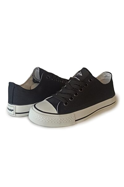 DUNLOP Women's Sneaker Casual Linen Sports Shoes Black White 1424 V1