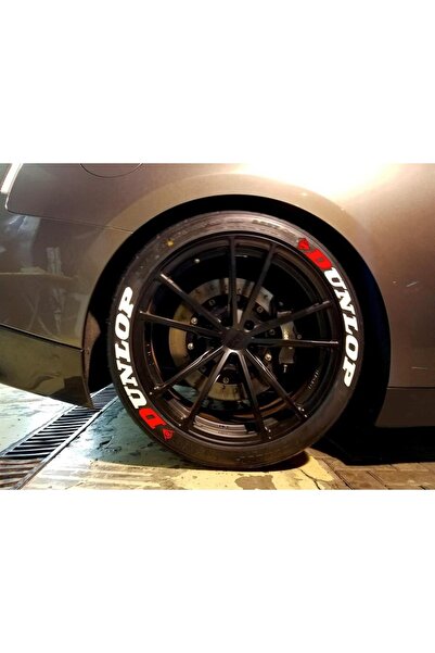 komauto مجموعة ملصقات Dunlop ذات الإطارات البيضاء الدائمة من Dunlop مكونة من 4 قطع