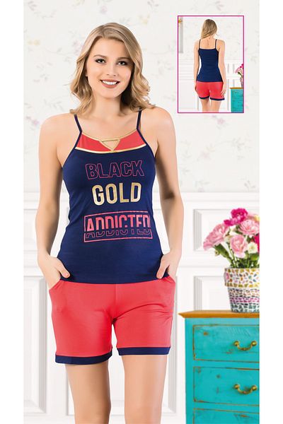 Altınay Lilitime 2128 Black Gold Women's Shorts Set