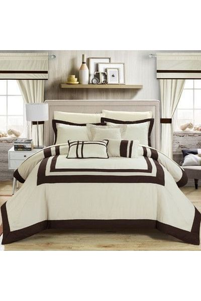 METİNEV Double Brown White Framed Duvet Cover Set
