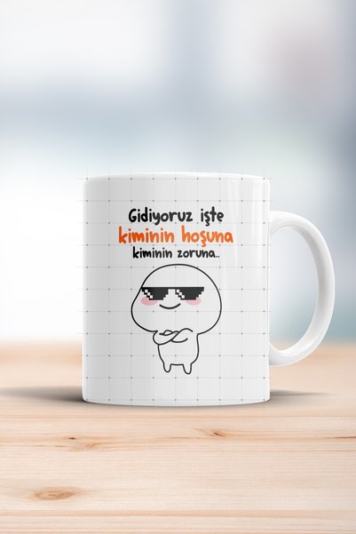 WixelArt Gidiyoruz Işte Kiminin Hoşuna Kiminin Zoruna Kupa Bardak
