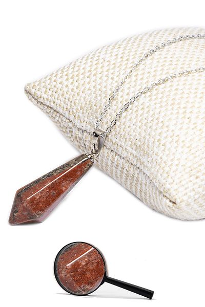 Tesbih Atölyesi Natural Red Jasper Stone Necklace with Certified Silver Settings