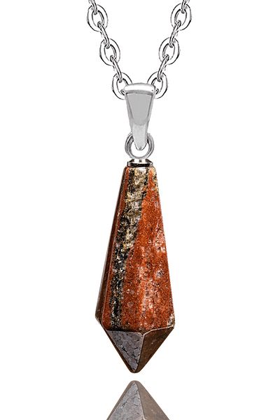 Tesbih Atölyesi Natural Red Jasper Stone Necklace with Certified Silver Settings