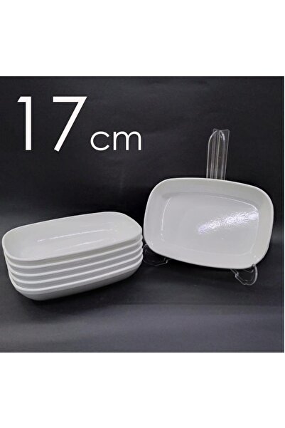 İstoç Türk 6 Adet Beyaz Melamin Kayık Tabak 17x12cm Ortaboy Salata Tabağı Gün...