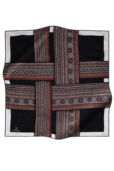 Vissona Γυναικείο μεταξωτό κασκόλ Twill Μαύρο Λευκό