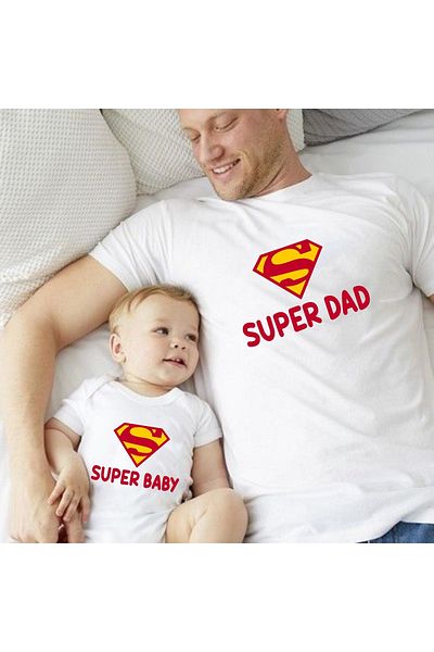 venüsdijital Super Dad Super Baby Tshirt Bodysuit (Προσθήκη 2 τεμαχίων στο καλάθι για να φτιάξετε έναν συνδυασμό προϊόντων)