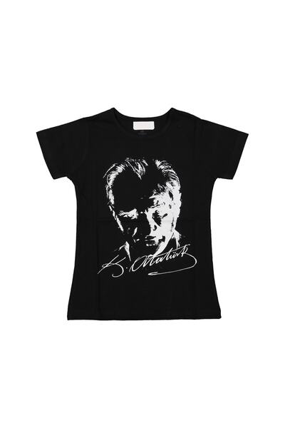 Beberium Kids Μπλουζάκι Tanem Bebe Unisex Μαύρο με στάμπα Mustafa Kemal Atatürk
