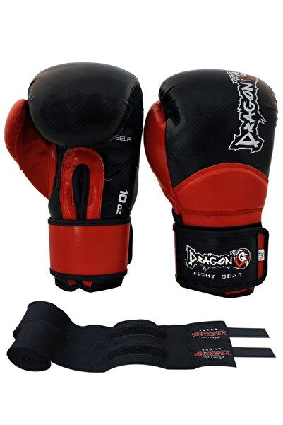 Dragondo Carbon Boks Eldiveni Muay Thai, Kick Boks Eldiveni Ve Whiteface Band...