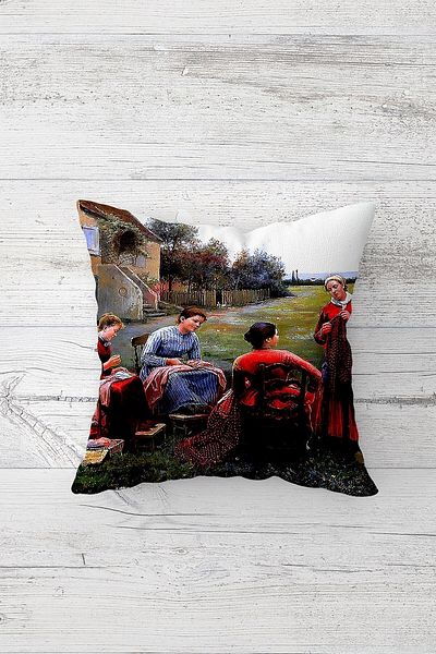 on the clouds Women Chatting One Side Printed Hidden Zipper Pillowcase Throw Pillow Seat Pillowcase