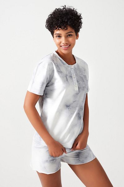 Los Ojos Women's Gray Batik Patterned Pajama Set Pj