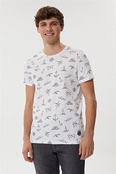 Lee Cooper Ανδρικό μπλουζάκι Crew λαιμόκοψη λευκό