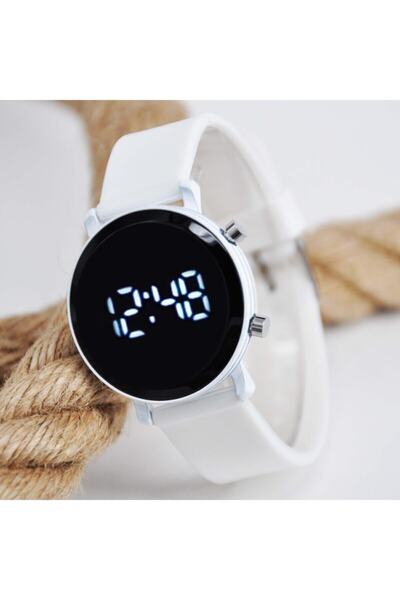 Spectrum White Round Case Stylish Led Youth Wrist Watch with Silicone Cord Su-107