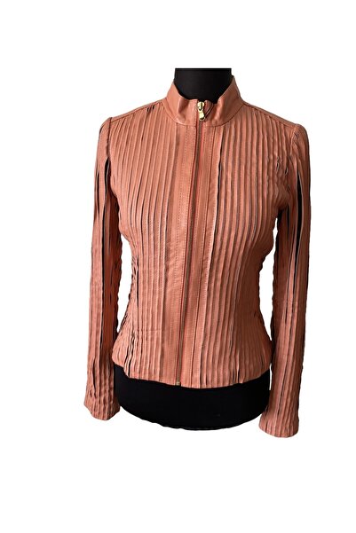 asus deri سترة نسائية من الجلد الطبيعي باللون الوردي من Sofie