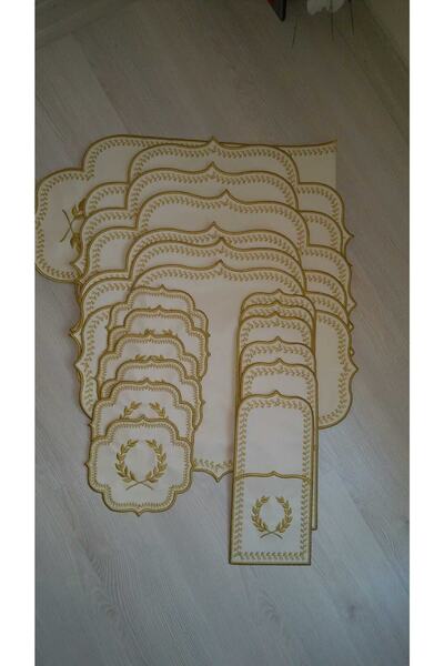 HİFA American Service and Runner Set (19 Pieces) cream-gold