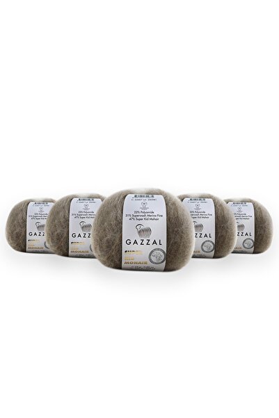 Gazzal Süper Kid Mohaır 25 Gr 5'li Paket %78 Yün-%22 Pa Karışımlı Doğal El Örgü Ipi Taka Yarn (64407)