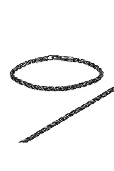 Gumush Gümüş Burma Örgü Kazaziye Unisex Bileklik 925 Ayar