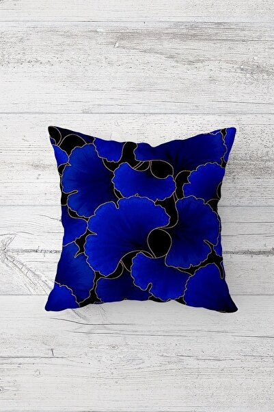 Pelangi Blue Flower Patterned Double Sided Printed Hidden Zippered Pillowcase...