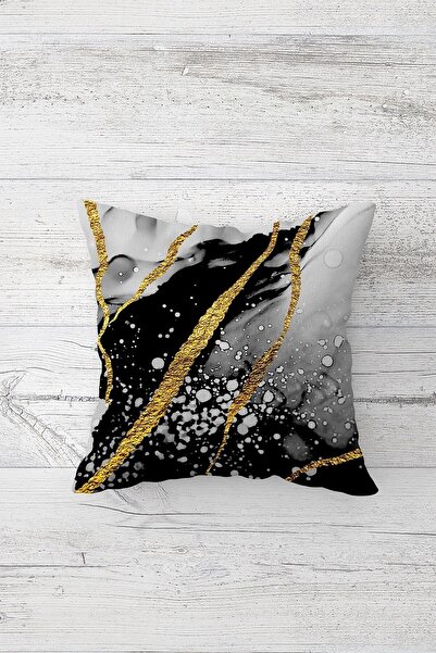 Pelangi غطاء وسادة بسحاب مخفي مطبوع على الوجهين من الرخام الذهبي