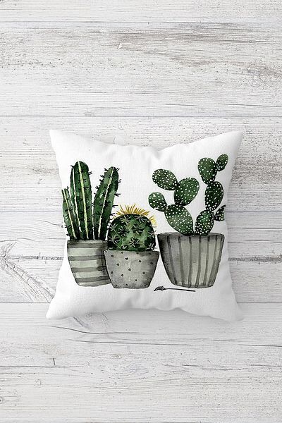 Pelangi Cactus Pattern Double Sided Printed Hidden Zippered Pillowcase Throw Pillow Seat Pillowcase