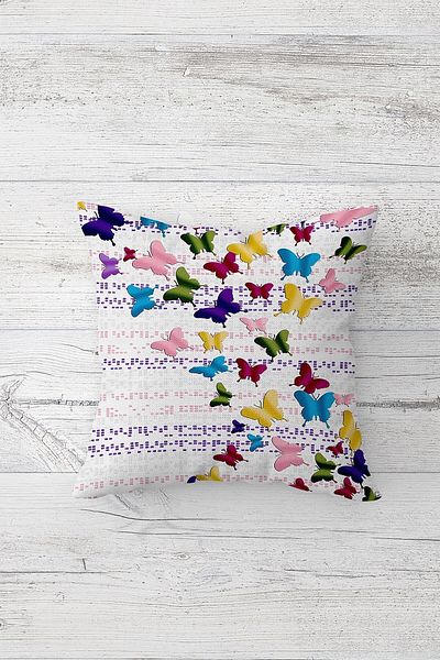 Pelangi Colorful Flying Butterflies Double Side Print Hidden Zipper Pillowcase Throw Pillow Seat Pillow Case
