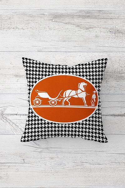 Pelangi Houndstooth Horse Carriage Pattern Double Side Print Hidden Zipper Pillowcase Throw Pillow Seat Pillowcase