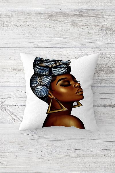 Pelangi Ethnic African Woman Double Side Printed Hidden Zippered Pillowcase Throw Pillow Seat Pillowcase