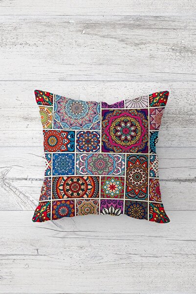 Pelangi غطاء وسادة بسحاب مخفي مطبوع على الوجهين بنمط ماندالا العرقي، غطاء وسا...