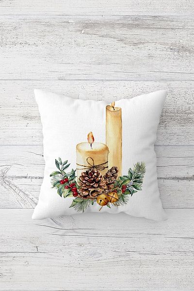Pelangi Christmas Decorations Candles Double Sided Hidden Zippered Pillowcase Throw Pillow Seat Pillowcase