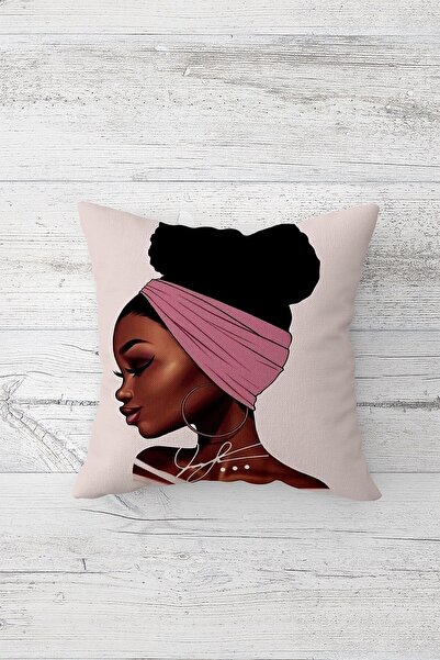 Pelangi Ethnic African Woman Double Side Printed Hidden Zippered Pillowcase T...