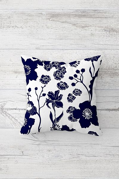 Pelangi White Background Floral Patterned Double Sided Printed Hidden Zipper Throw Pillow Sofa Pillow Cover