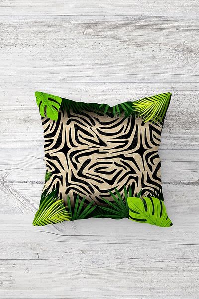 Pelangi Tropical Zebra Pattern Double Sided Printed Hidden Zippered Pillowcase Throw Pillow Seat Pillowcase