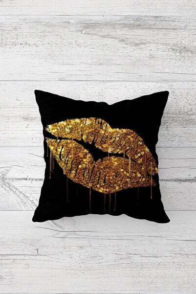 Pelangi Gold Sequin Patterned Double Sided Printed Hidden Zipper Throw Pillow...