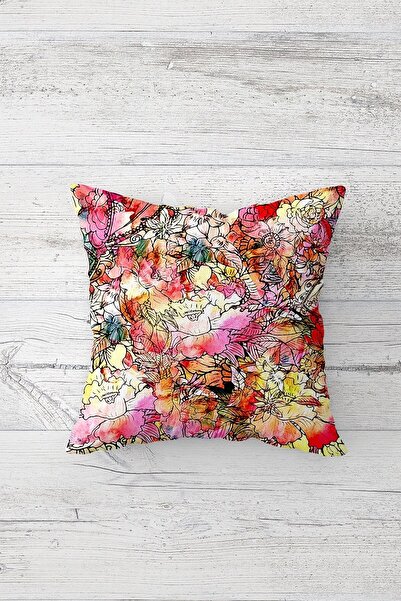 Pelangi غطاء وسادة بنمط زهور ملونة مطبوع على الوجهين مع سحاب مخفي وغطاء وسادة...