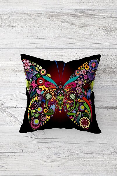 Pelangi غطاء وسادة بسحاب مخفي مطبوع على الوجهين بنمط الفراشة، غطاء وسادة للمقعد